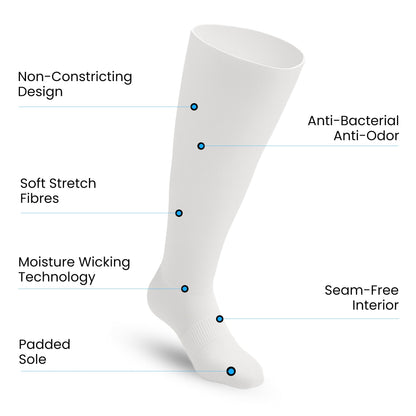 CloudKnit Padded Extra-Stretch Knee Socks - White